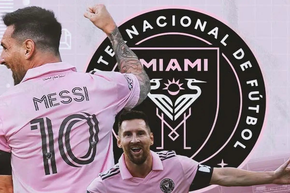 Inter Miami - Ilustrasi Lionel Messi dan Logo