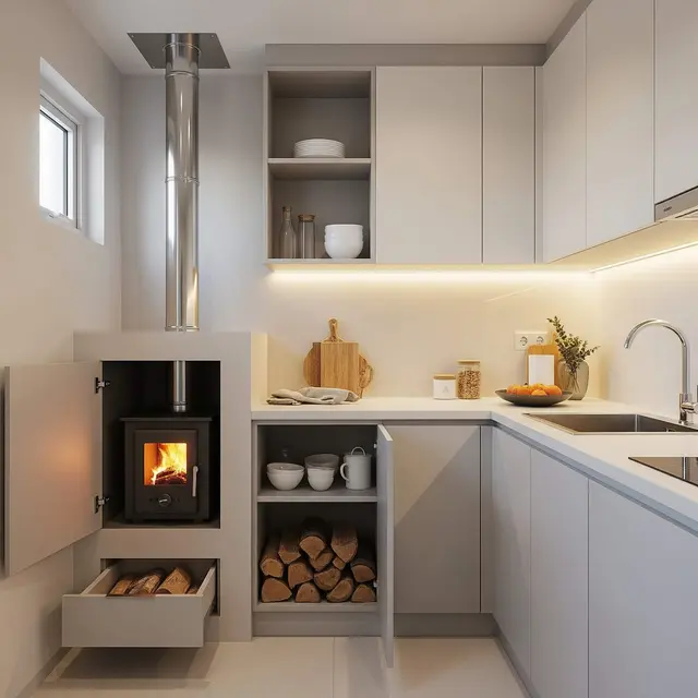 Model Dapur Kecil Minimalis dengan Tungku Api Modern
