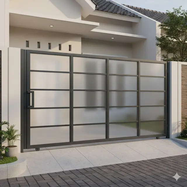 Pagar Rumah Kecil Minimalis dengan Pintu Sliding