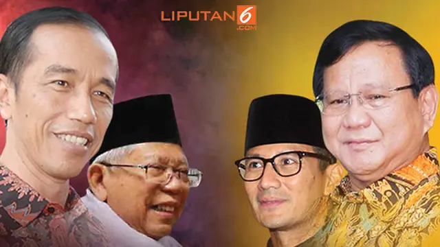 Banner Headline Jokowi-Ma'ruf Amin Vs Prabowo Subianto-Sandiaga Uno.