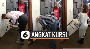 Belakangan viral sebuah video tantangan angkat kursi sambil bungkuk. Kabarnya aksi itu hanya bisa dilakukan kaum hawa.