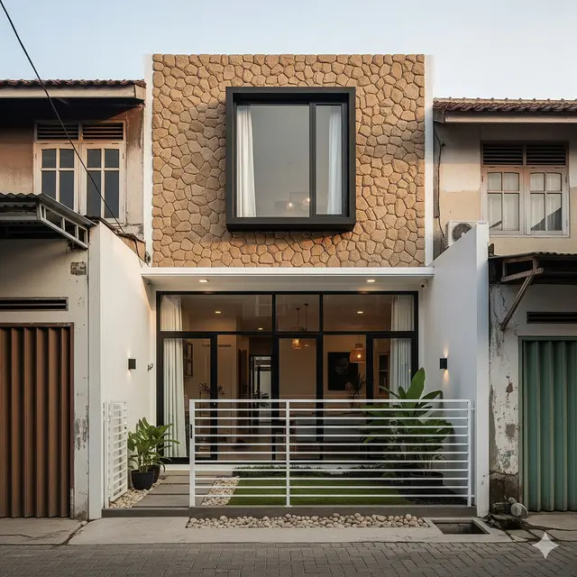 Desain Inovatif Rumah Ukuran 6x9 di Lahan Sempit dalam Gang. Gemini