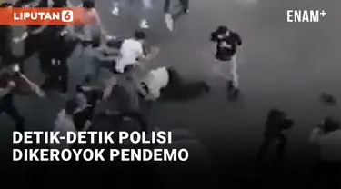 Tak Berkutik! Anggota Polisi Pasrah Dikeroyok Pendemo