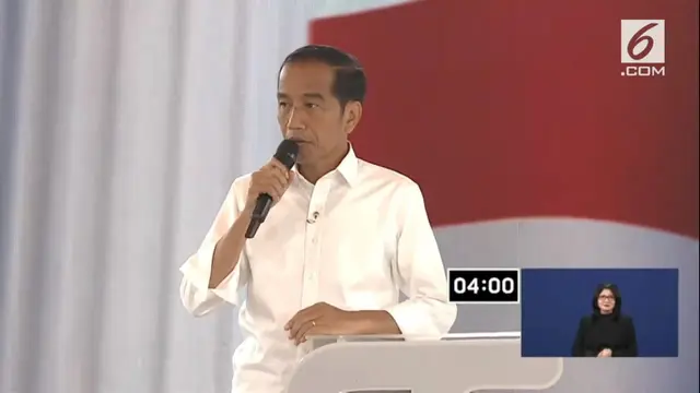 Calon Presiden nomor urut 01 Jokowi dalam debat keempat Pilpres 2019. (Liputan6.com)