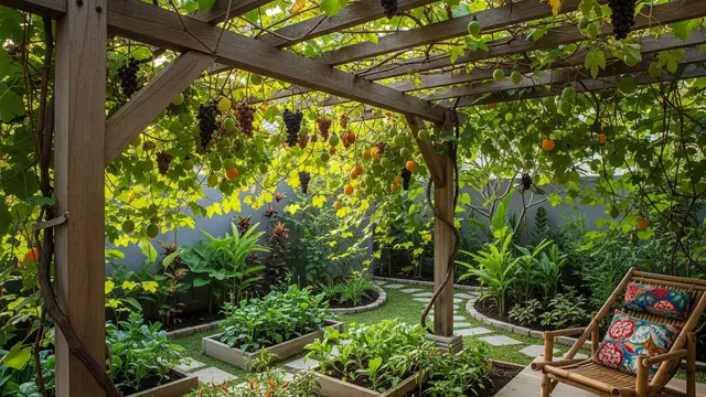 Pergola dengan Tanaman Buah Rambat