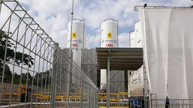 Pembangkit Listrik Tenaga Gas (PLTG) Sambera berkapasitas 2x20 Mega Watt (MW). (Agustina Melani/Liputan6.com)