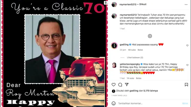 Roy Marten berulang tahun ke-70.