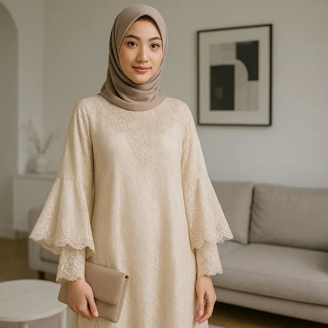 7 Model Kaftan Brokat Modern, Biar Kamu Bisa Tetap Syari Tapi Stylish