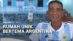 Di pesisir Kabupaten Polewali Mandar, Sulawesi Barat, ada sebuah rumah unik bermotif timnas Argentina. Tak hanya itu, bendera Argentina dan trofi Piala Dunia juga menjadi pemandangan unik di rumah berlantai dua tersebut.