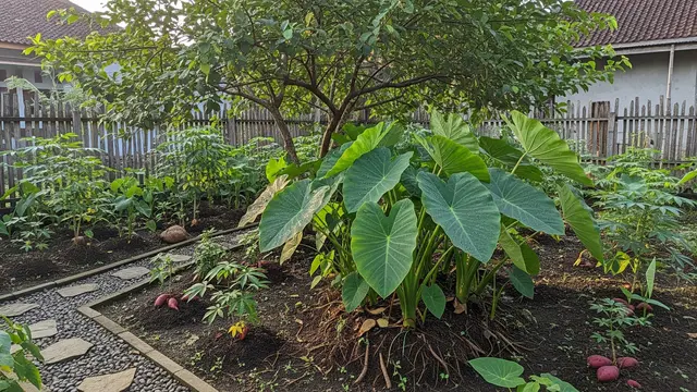 Ide Kebun Kombinasi Umbi-umbian Lokal untuk Cadangan Pangan Rumahan/Gemini AI