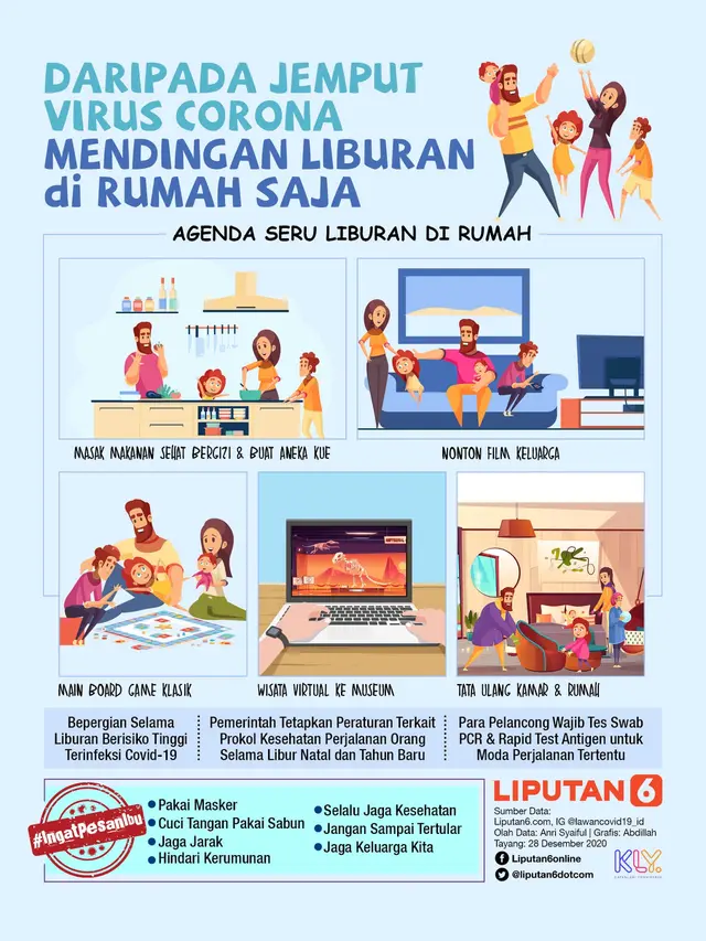 Infografis Daripada Jemput Virus Corona, Mendingan Liburan di Rumah Saja. (Liputan6.com/Abdillah)