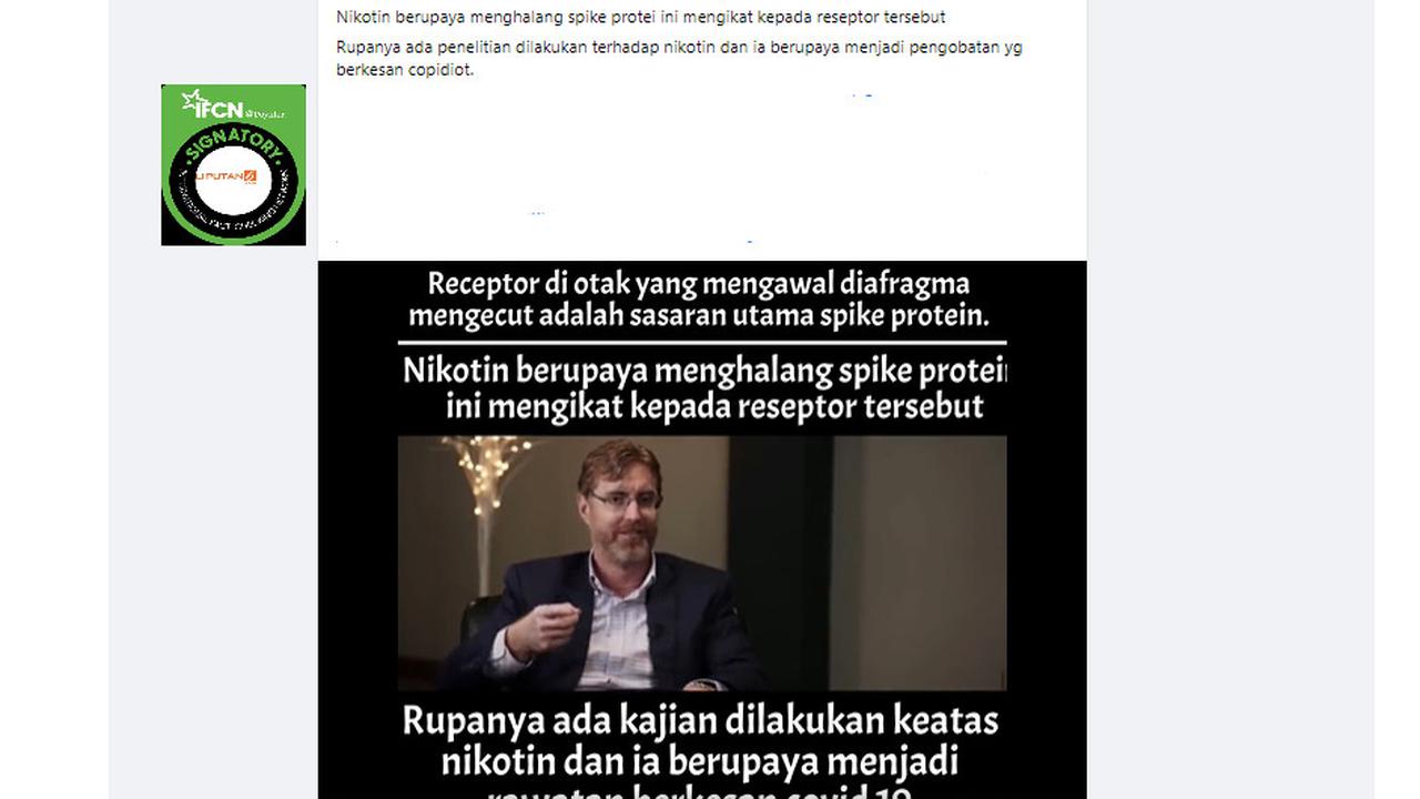 Tangkapan layar klaim nikotin efektif obati Covid-19