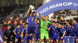Timnas Jepang menjadi juara Piala Asia U-23 2024 usai menumbangkan perlawanan Uzbekistan dengan skor 1-0. (KARIM JAAFAR/AFP)