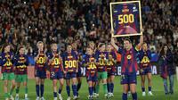 Alexia Putellas mencatatkan penampilan ke-500 bersama Barcelona saat laga perempat final Liga Champions Wanita 2025/2026 melawan Real Madrid, Kamis (02/04/2026). (AFP/Lluis Gene)