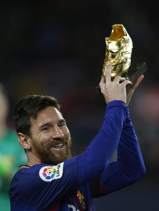 Lionel Messi mendulang 37 gol di La Liga Spanyol, dan total mencetak 54 gol dan 19 assist di berbagai ajang pada musim 2016-2017. (AP/Manu Fernandez)