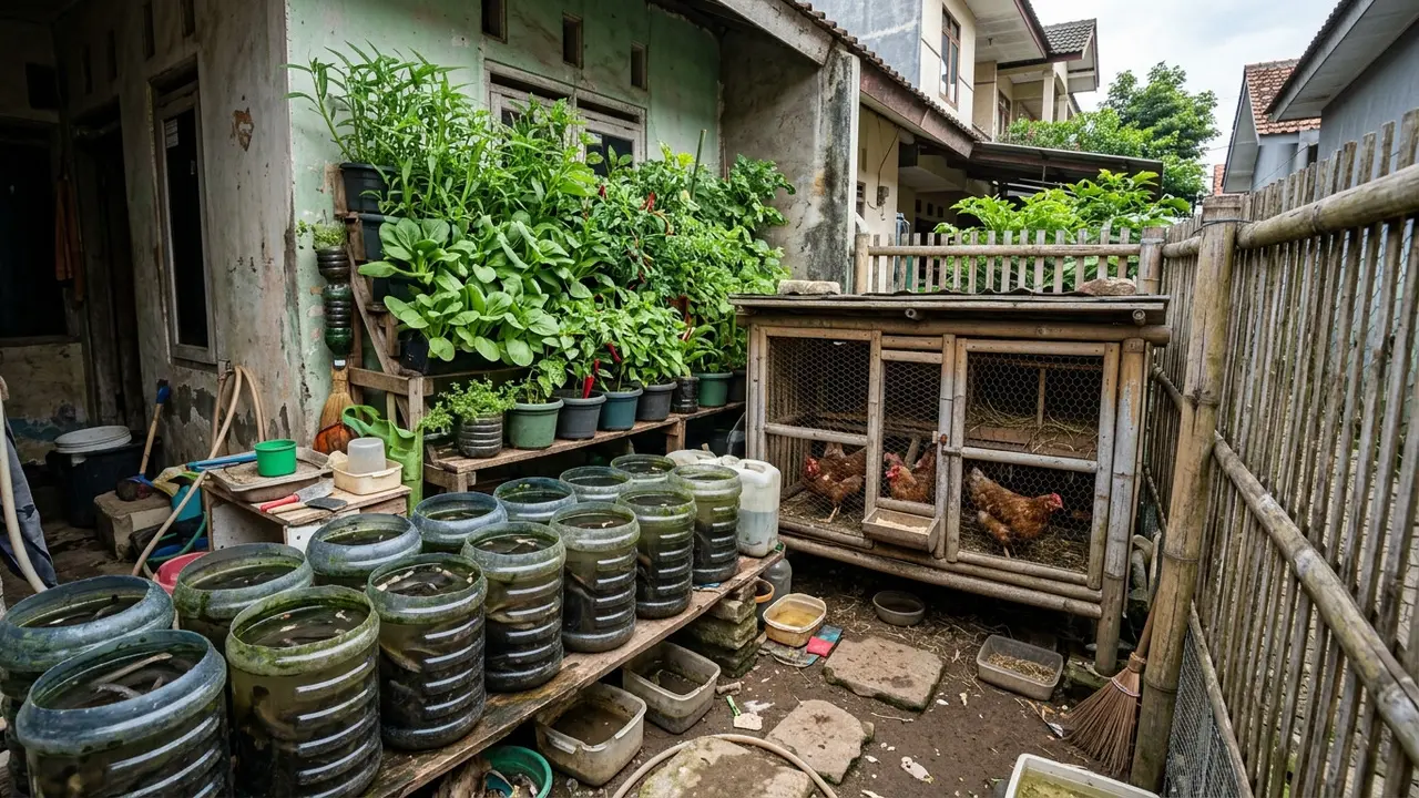 Halaman Belakang Rumah Sempit Bisa Panen Ikan, Telur, dan Sayur Sekaligus, Begini Caranya