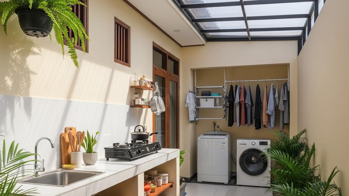 7 Model Dapur dan Jemuran Kecil Samping Rumah untuk Lahan Memanjang