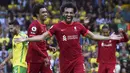 Mohamed Salah. Sayap kanan Mesir berusia 30 tahun ini total 6,5 musim berlaga di Liga Inggris sejak 2013/2014 bersama Chelsea dan Liverpool. Ia tampil dalam 5 laga pembuka Liga Inggris bersama Liverpool dengan mencetak 7 gol. Ia absen dalam 1 laga pembuka di musim musim keduanya membela Chelsea pada 2014/2015 saat The Blues menang 3-1 atas tuan rumah Burnley. (AP/Rui Vieira)