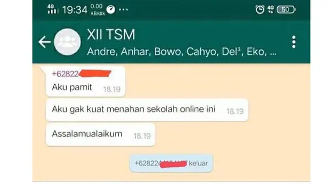 Deretan Chat Drama Saat Sekolah Online, Lucu tapi Bikin Kesal