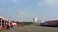 Perayaan HUT ke-71 Bhayangkara di Lapangan Monas, Jakarta, Senin (10/7/2017). (Liputan6.com/Nanda Perdana Putra)