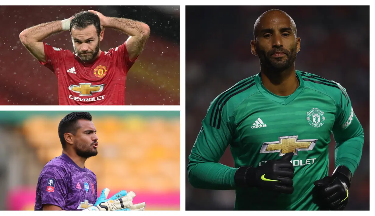 Dalam barisan pemain Manchester United musim ini terselip beberapa pemain yang sudah tidak lagi muda. Dengan usia di atas 30 tahun, kebanyakan dari mereka berstatus sebagai pemain pelapis atau pengganti. Berikut 5 pemain tertua yang dimiliki MU musim ini. (Kolase Foto AFP)