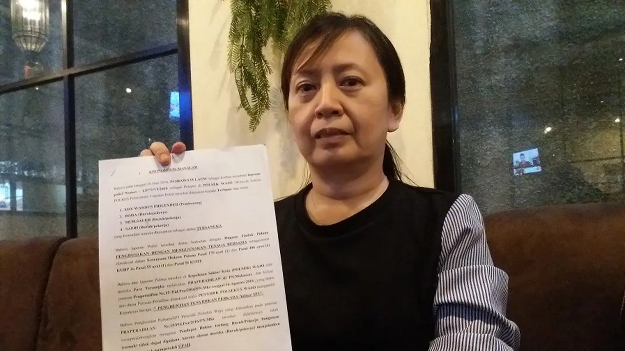 Korban sekaligus pelapor dugaan perusakan rumah di Makassar, Irawati Lauw (Liputan6.com/ Eka Hakim)