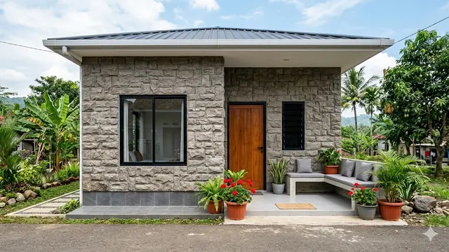 Inspirasi Gambar Rumah Minimalis Dinding Keramik di Desa