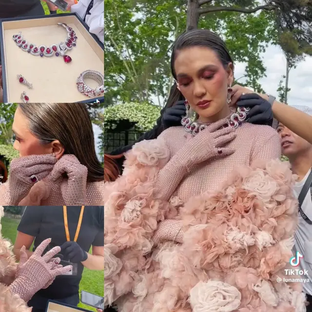 Luna Maya menggunakan perhiasan mewah seharga satu komplek perumahan (TikTok/@lunamaya)
