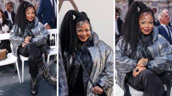 Gaya Janet Jackson Pakai Sepatu Boots Berantai di Acara Louis Vuitton Spring 2023