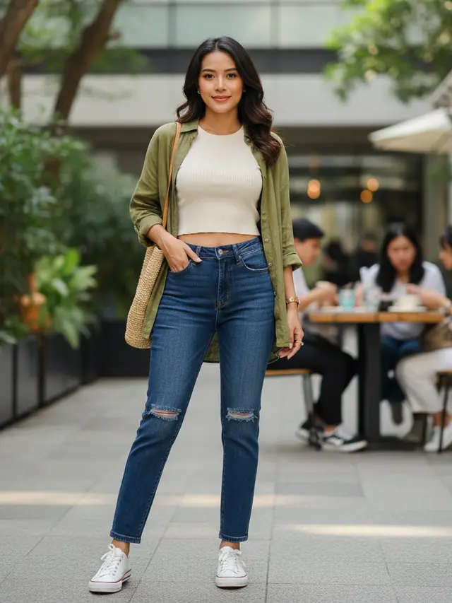Model Celana Jeans Panjang Wanita Kekinian (Foto: Gemini AI)