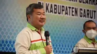 Bupati Garut Rudy Gunawan mengatakan perhatian yang diberikan KORMI Garut terhadap olahraga dan permainan tradisional rakyat, diharapkan mampu menyelematkan kelestarian kebudayaan lokal. (Liputan6.com/Jayadi Supriadin)