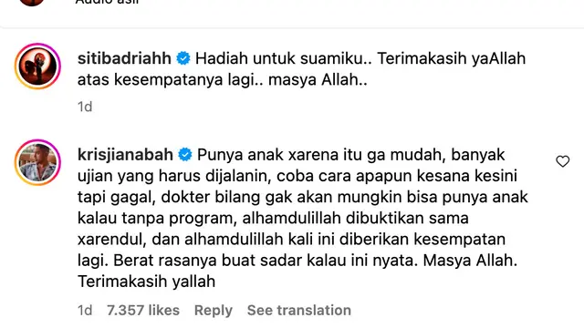 Unggahan Siti Badriah. (Foto: Dok. Instagram @sitibadriahh)