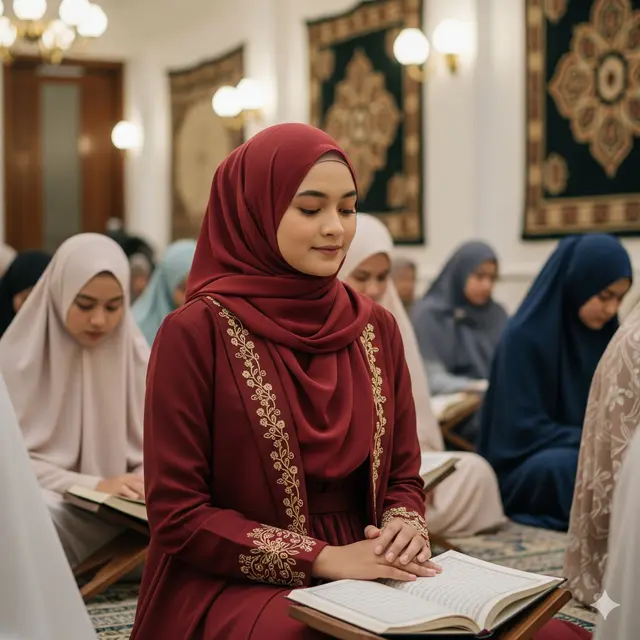 Gamis Outer Menyatu dengan Aksen Bordir/Gamis Long Dress Syar’i Terbaru untuk Maulid Nabi 2025