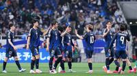 Jepang mantap di puncak klasemen Kualifikasi Piala Dunia 2026 Grup C zona Asia. Tim Samurai Biru mengoleksi 20 poin dari delapan pertandingan. (AP Photo/Eugene Hoshiko)