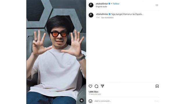 Caputre postingan Atta di Instagram-nya
