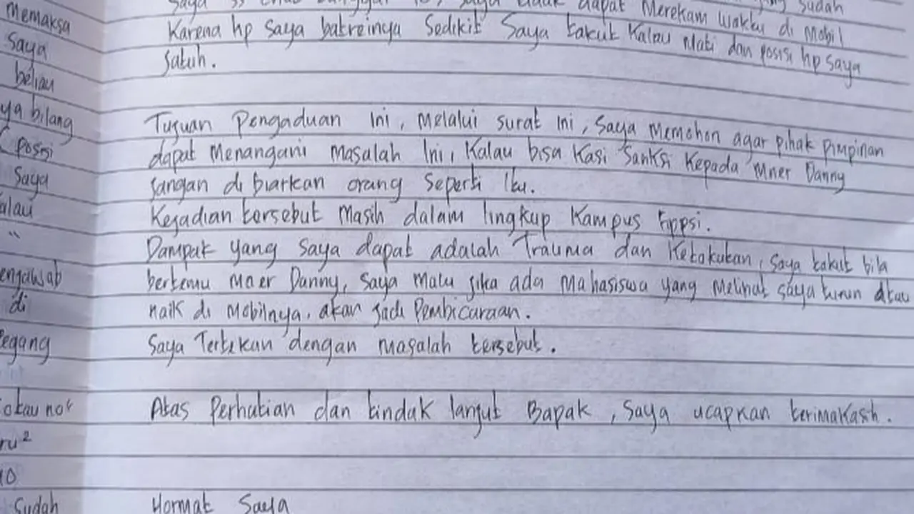 Surat berisi curhatan mahasiswi Manado sebelum tewas gantung diri