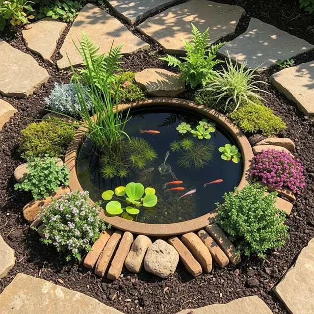 Model Kolam Ikan Mini dari Pot Tanaman (Image by Gemini AI)