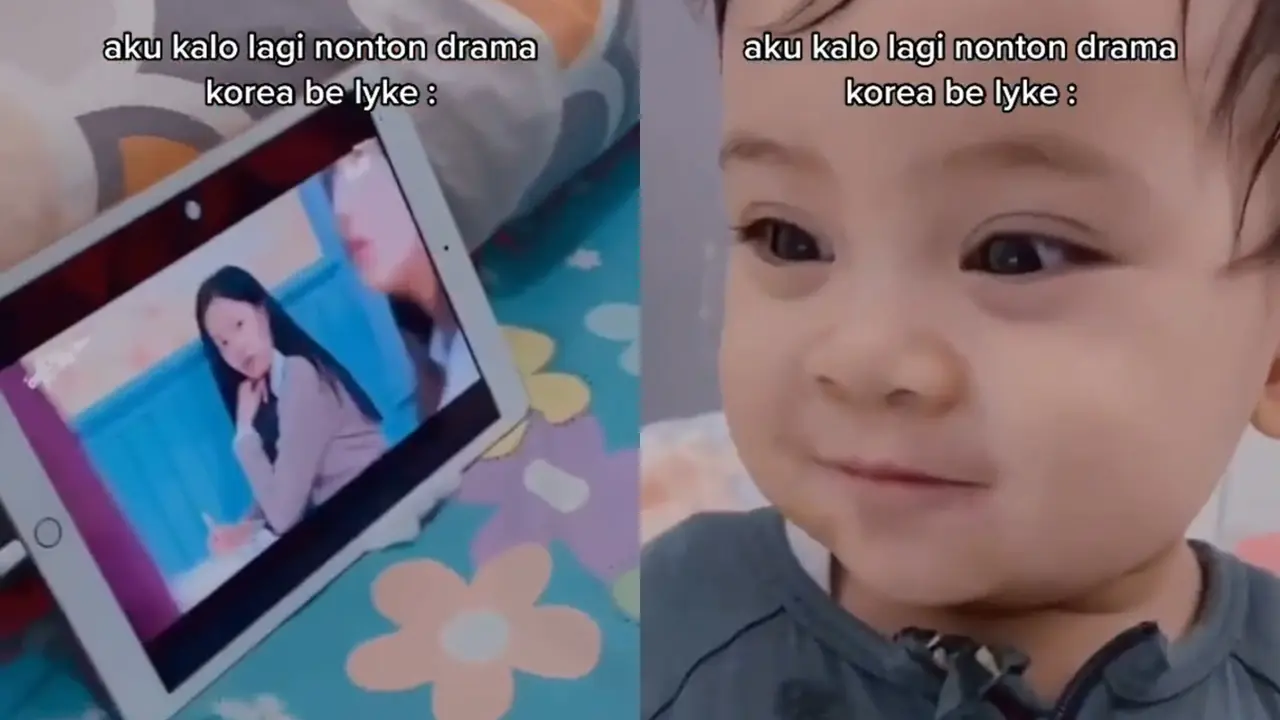 Dua bocah cilik nonton drama Korea bersama ibunya