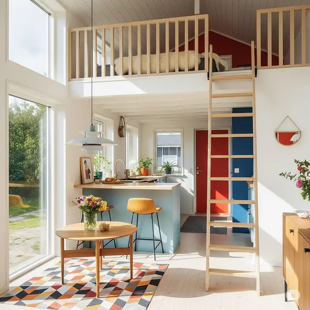 Rumah kecil dengan mezzanine yang elegan (Foto: Gemini AI)
