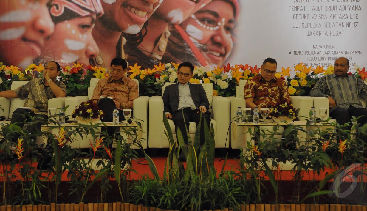 Tedjo mengatakan, kebijakan Presiden Jokowi tentang keterbukaan bagi jurnalis asing di Papua merupakan kebijakan strategis yang bisa menimbulkan citra positif bagi Indonesia di mata dunia, Jakarta, Selasa (26/5/2015). (Liputan6.com/Andrian M Tunay)