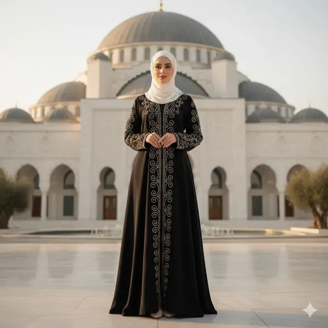 Model Gamis Abaya Bordir yang Elegan