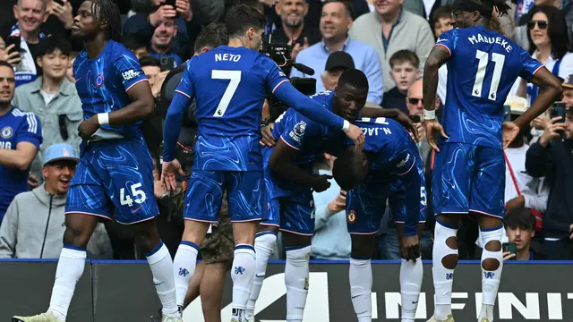 Perayaan gol Chelsea saat melawan Everton