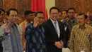 HUT DPD tampak dihadiri oleh Ketua Dewan Perwakilan Rakyat Marzuki Alie, Wakil Presiden Boediono, Ketua Dewan Perwakilan Daerah (DPD) Irman Gusman dan JK, Jakarta, Senin (29/9/2014) (Liputan6.com/Andrian M Tunay)