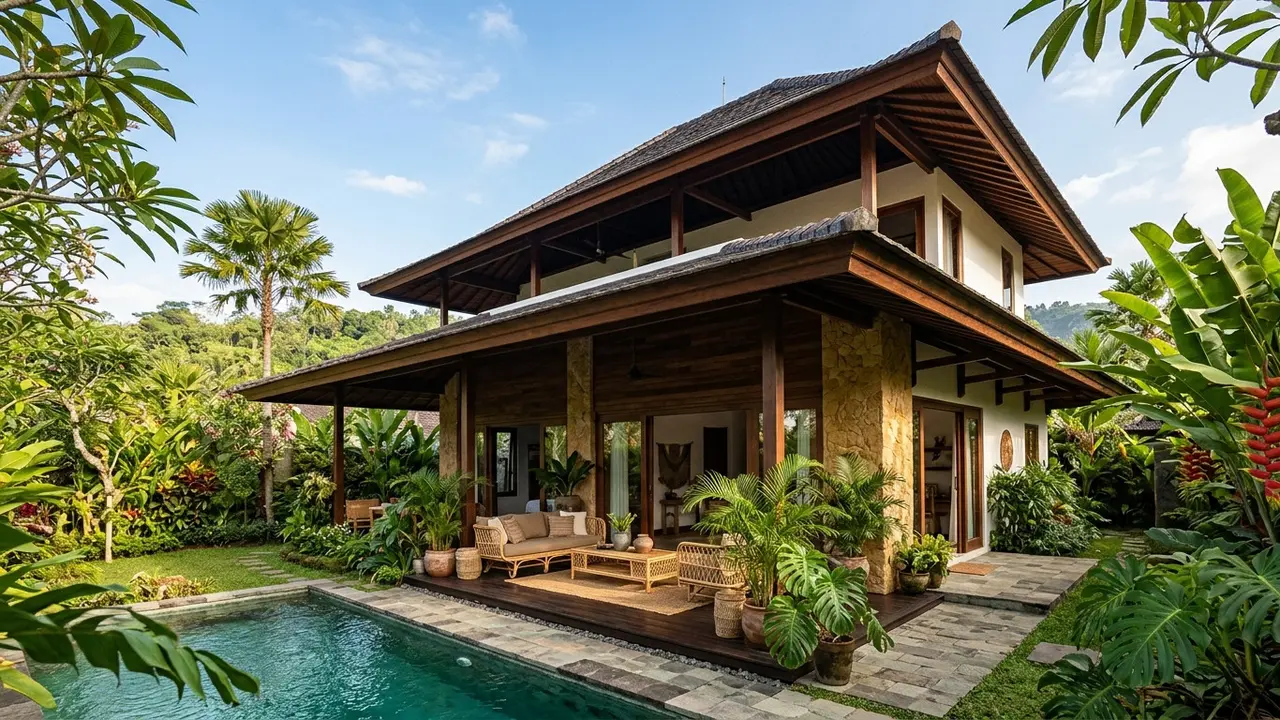 Desain Rumah Tropis dengan Teritisan Lebar (AI Generated)