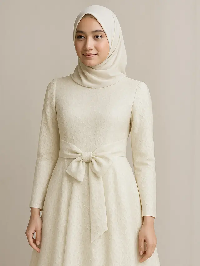 Gamis Brokat Princess dengan Detail Pita Manis (Image by ChatGPT)