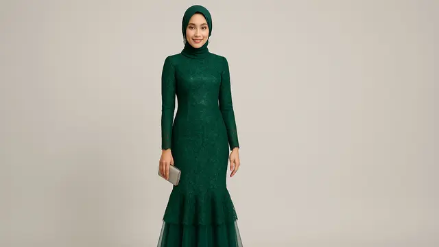 Model Gamis Brokat Kombinasi Tile (Foto: ChatGPT)
