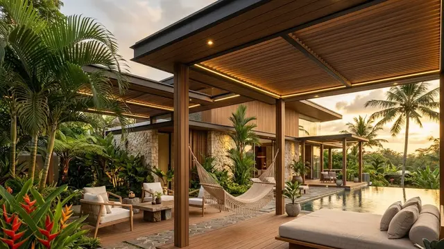 Teras Ala Resort dengan Sentuhan Batu Alam