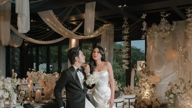 Fashion Shenina Cinnamon di hari pernikahan. (credit:instagram.com/angga)