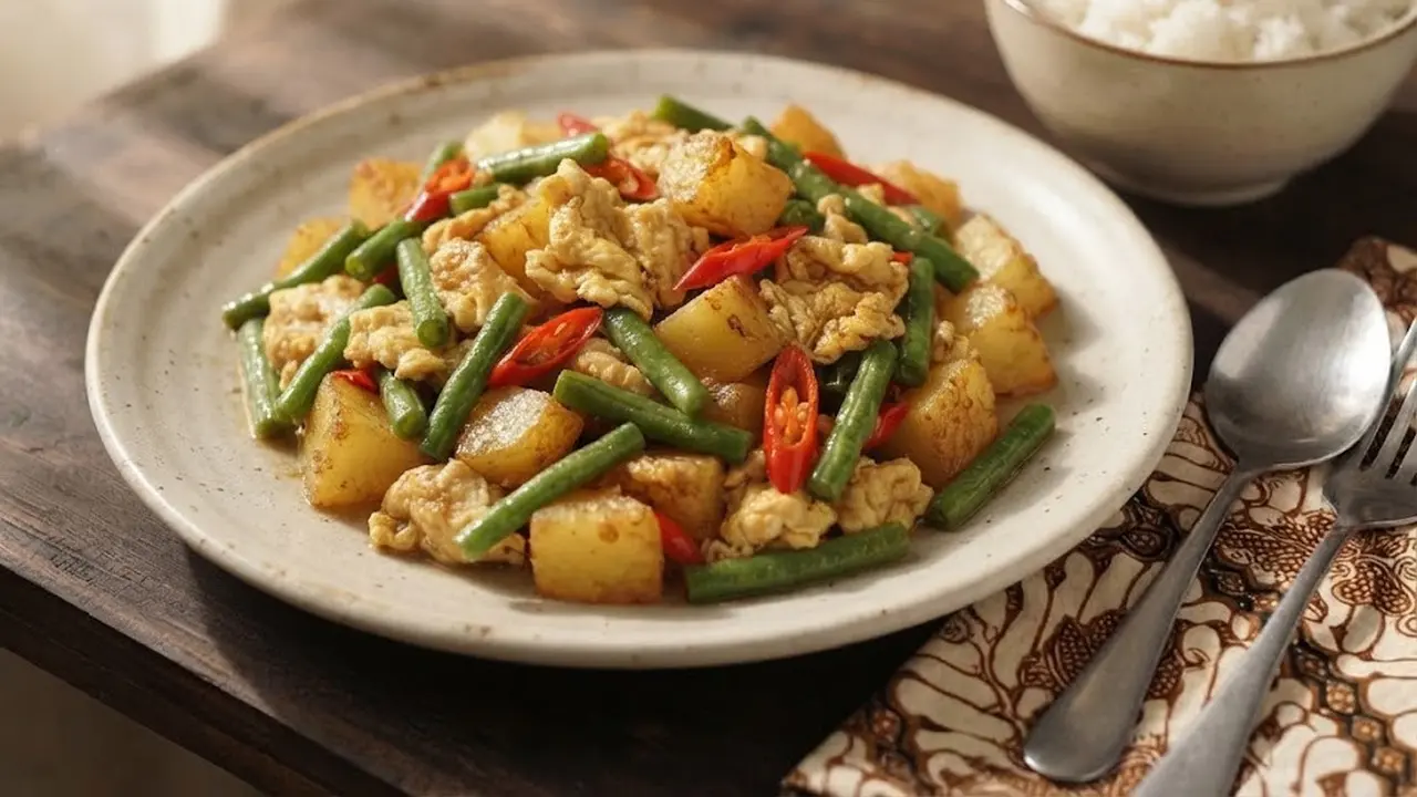 Resep kentang tumis telur dan kacang panjang