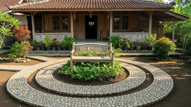 Desain Rumah Desa dengan Batu Terapi Kaki Depan Teras